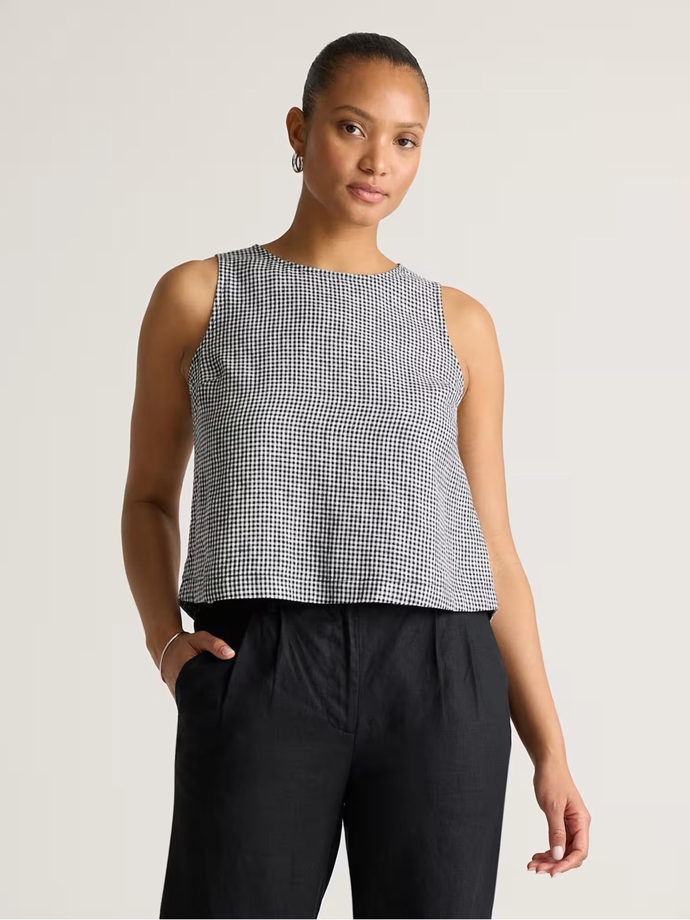 100% European Linen Cropped Tank